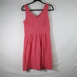 Banana Republic Mad Men Embroidered Circles Pink Lace Dress Size 8 Party Preppy